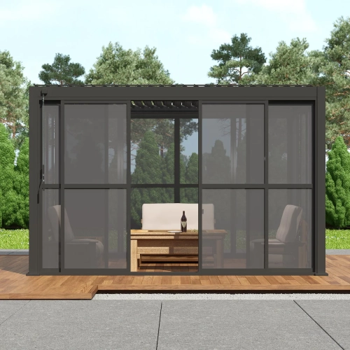 Drzwi Przesuwne 370 x 236 cm - Pergola tarasowa MIRADOR Classic i Premium 111 - Antracyt